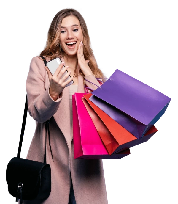 Retail woman shopping winter sale