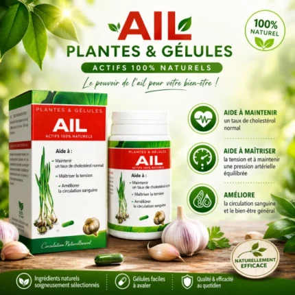 ail complément alimentaire naturel phytosanté 30 gélules مكمل غذائي طبيعي بالثوم لضبط ضغط الدم وتحسين الدورة الدموية