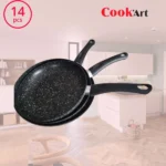 Batterie de Cuisine 14 Pièces Noir Granite CookArt – Image 3
