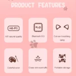 Casque Bluetooth Sans Fil avec Oreilles de Chat LED – Image 4