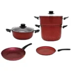 batterie de cuisine 7 pièces rouge granite cookart