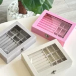 boîte de rangement de bijoux élégante en velours 7-25-2 compartiments