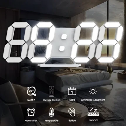 horloge murale numérique led 3d avec télécommande