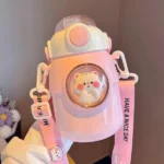 kawaii gourde pour enfants avec paille rose 720ml