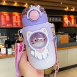 kawaii gourde pour enfants avec paille violet 720ml
