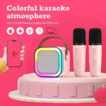mini machine de karaoké bluetooth avec microphones sans fil