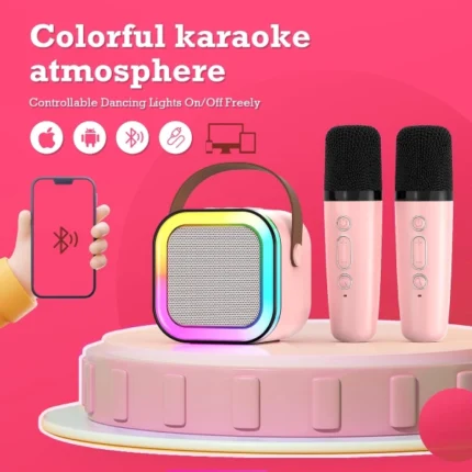 mini machine de karaoké bluetooth avec microphones sans fil