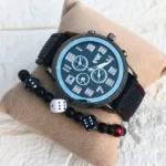 montre pour homme waterproof rouge bleue + bracelet