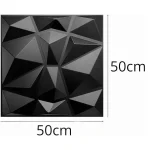 panneaux muraux pvc 3d géométrique 50x50cm, panneau mural 3D noir