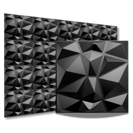 panneaux muraux pvc 3d géométrique 50x50cm, panneau mural 3D noir