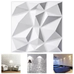 panneaux muraux pvc 3d géométrique 50x50cm, panneau mural 3D blanc imperméable, anti-humidité, résistant au feu