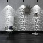 panneaux muraux pvc 3d géométrique 50x50cm, panneau mural 3D blanc imperméable, anti-humidité, résistant au feu