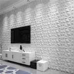 panneaux muraux pvc 3d géométrique 50x50cm, panneau mural 3D blanc