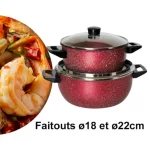 faitouts 16cm et 22cm granite rouge cookart