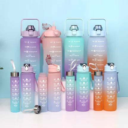 ensemble de 3 bouteilles d'eau motivantes 2l, 900ml, 500ml