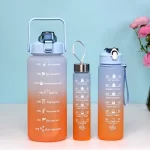 lot de 3 bouteilles d'eau motivantes 2l, 900ml, 500ml orange
