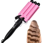 fer à friser onduler chauffant rapide à 3 tubes 22mm, boucleur cheveux rose noir