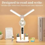lampe de bureau led multifonctionnelle avec ventilateur blanc
