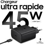 tete chargeur super rapide samsung 45w noir