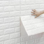 panneaux muraux adhésifs motif brique 3d 38x70cm, panneau mural 3D blanc imperméable effet pierre naturelle