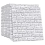 panneaux muraux adhésifs motif brique 3d 70x77cm, panneau mural 3D blanc imperméable effet pierre naturelle