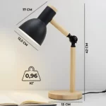 lampe de bureau en bois avec articulation métal flexible noir