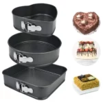 3 moules à gâteaux à charnière réglable pasabahce en forme de carré rond cœur