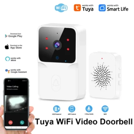 sonnette sans fil caméra hd wifi tuya blanc