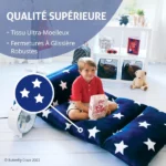 coussin matelas de sol en velours jaguar bleu étoiles 220x66cm