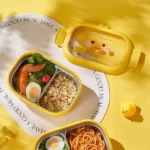 bento kawaii lunch box en inox isotherme à 2 compartiments 950ml jaune