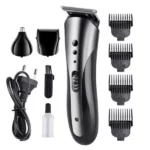 kemei km-1407 tondeuse à cheveux sans fil multifonctions 3en1 pour cheveux et barbe, nez, oreilles