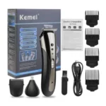 kemei km-1407 tondeuse à cheveux sans fil multifonctions 3en1 pour cheveux et barbe, nez, oreilles