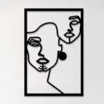 tableau décoratif en relief berber woman face en bois noir 60x40cm