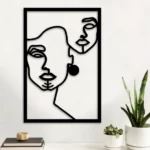 tableau décoratif en relief berber woman face en bois noir 60x40cm
