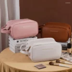 trousse de maquillage cosmétiques de grande capacité avec double fermeture éclair 28x18x15cm
