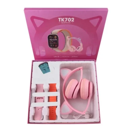 coffret modio tk702 ultra 2 montre connectée, casque bluetooth, 5 bracelets