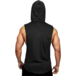 débardeur à capuche noir pour gym, fitness, musculation