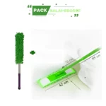 pack 2en1 balai raclette microfibres et brosse télescopique vert