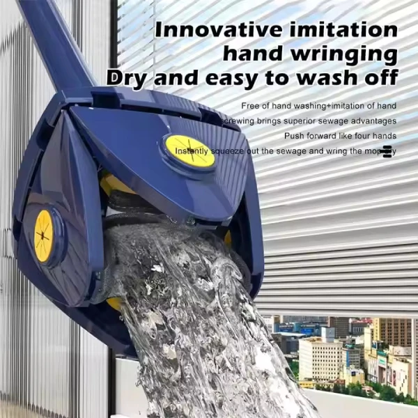 Serpillere Microfibre Balai Rotatif Fineo EasyClean - 360°, 5 Têtes Microfibres, Télescopique, Pour Sols Et Fenêtres Nettoyage Plancher Fenêtres Microfibre