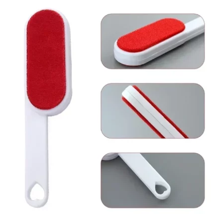 brosse dépoussiérante anti-peluches à 2 cotés rouge-blanc pour textiles, canapé, poils d'animaux