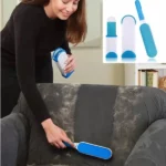 brosse dépoussiérante anti-peluches à 2 cotés bleu-blanc pour textiles, canapé, poils d'animaux