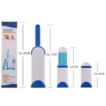 brosse dépoussiérante anti-peluches à 2 cotés bleu-blanc pour textiles, canapé, poils d'animaux