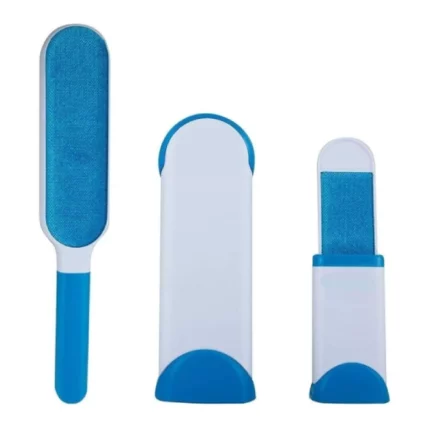 brosse dépoussiérante anti-peluches à 2 cotés bleu-blanc pour textiles, canapé, poils d'animaux