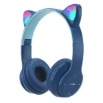 casque sans fil bluetooth oreilles de chat p47m bleu marine