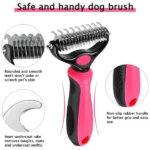 brosse épilateur à poils double face pour chats et chiens rose, pet shedding brush