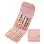 ensemble de manucure et pédicure coupe-ongles professionnel 12 pièces en inox rose