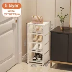 étagère à chaussures empilable 5 étages 27x26x73cm blanc
