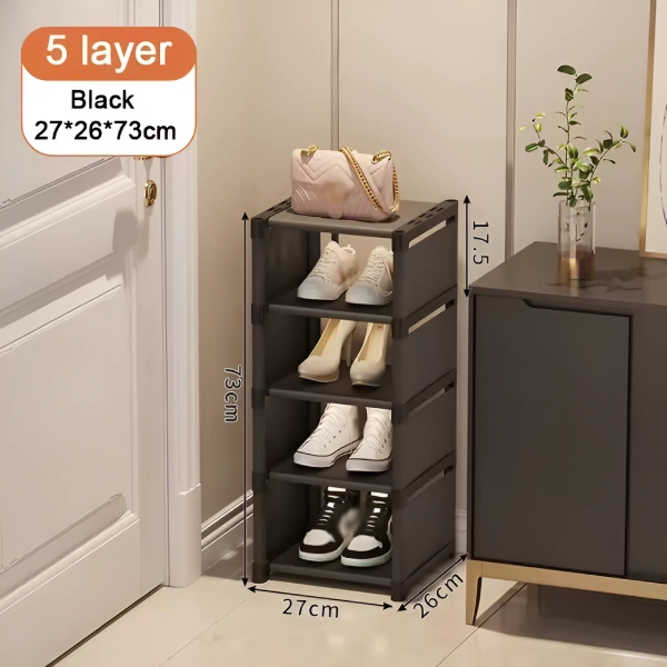 étagère à chaussures empilable 5 étages 27x26x73cm noir