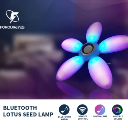 lampe led rgb pliable musicale bluetooth lotus + télécommande