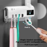 porte-brosse à dents stérilisateur désinfectant uv à énergie solaire intelligent + presse-dentifrice